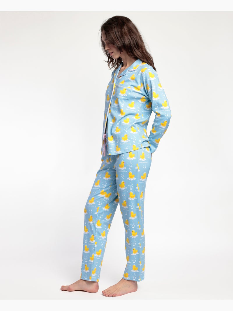 Pyjama ouvert à manches longues pour femme ADMAS Sweet Duckling Bleu - Kiabi