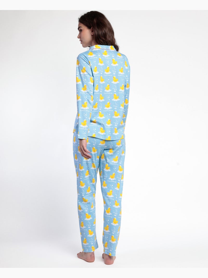 Pyjama ouvert à manches longues pour femme ADMAS Sweet Duckling Bleu - Kiabi