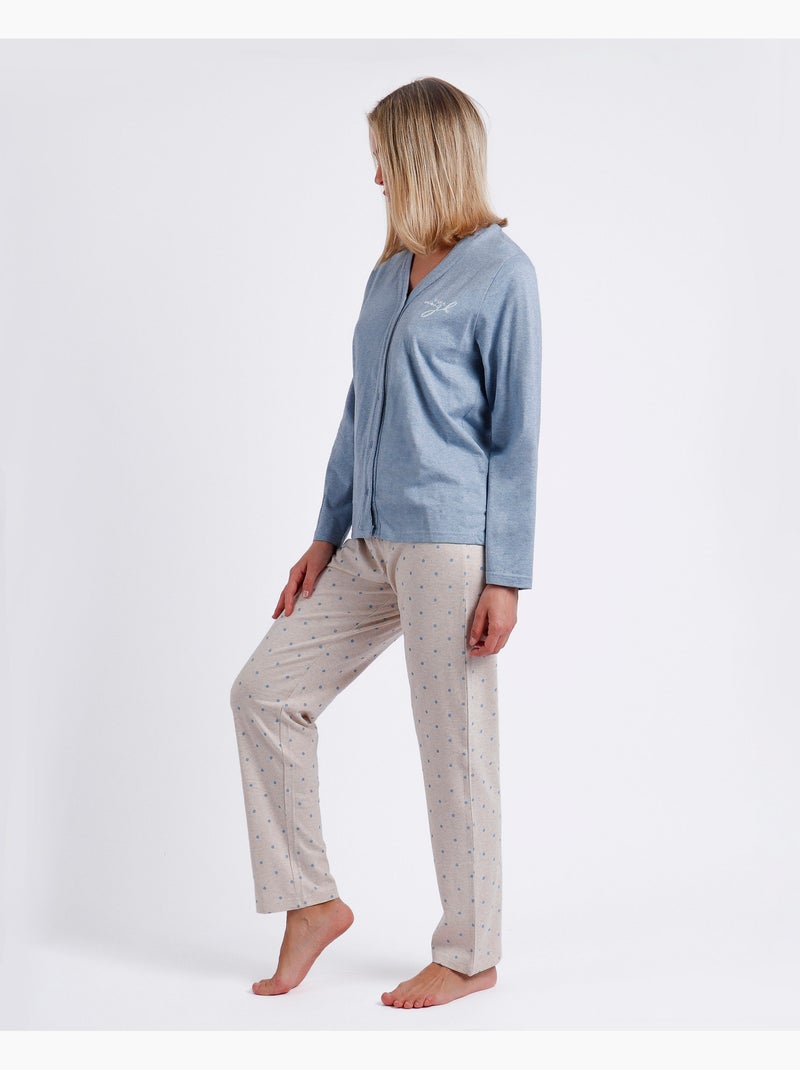 Pyjama ouvert à manches longues pour femme > d'ADMAS CLASSIC Bleu - Kiabi