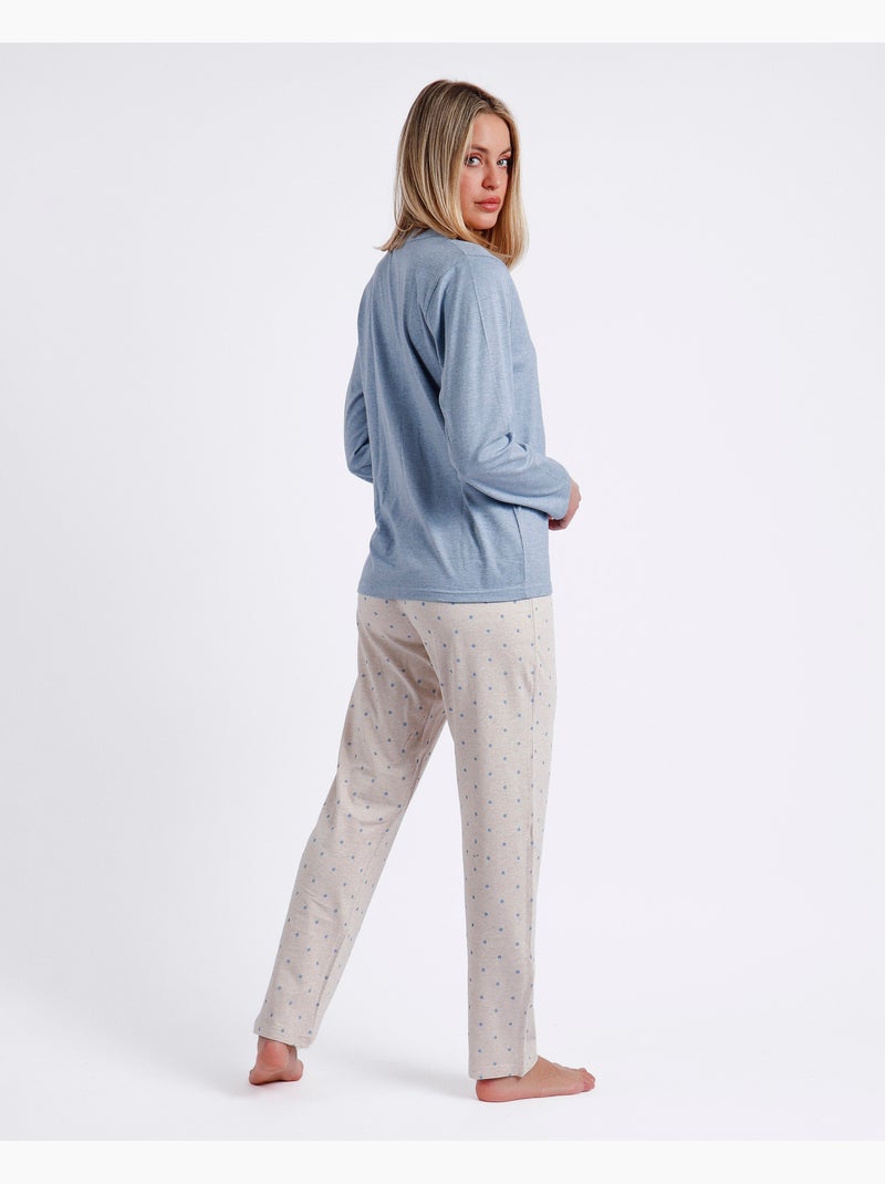 Pyjama ouvert à manches longues pour femme > d'ADMAS CLASSIC Bleu - Kiabi
