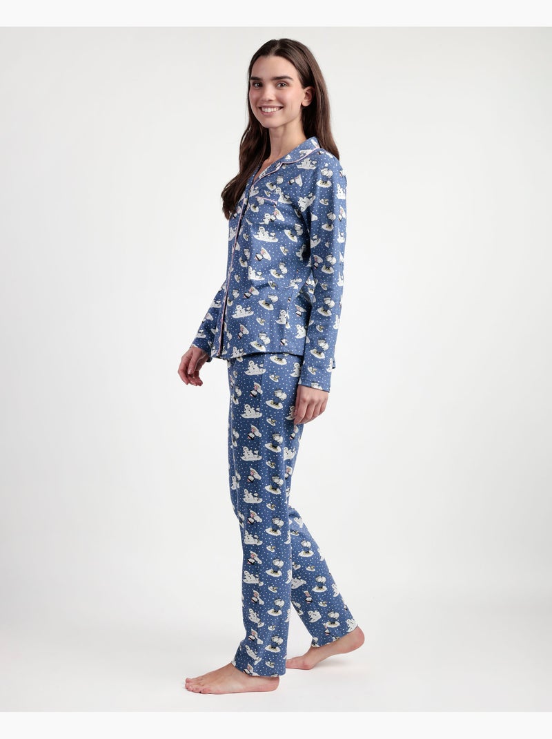Pyjama ouvert à manches longues Snow Drift pour femme de PEANUTS Bleu - Kiabi