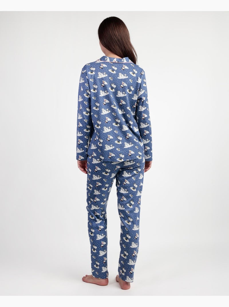 Pyjama ouvert à manches longues Snow Drift pour femme de PEANUTS Bleu - Kiabi