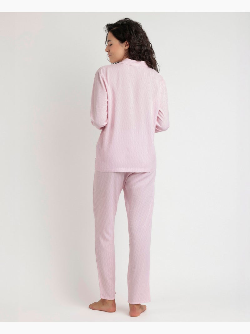 Pyjama ouvert à manches longues Spiga classique pour femme ADMAS CLASSIC Rose - Kiabi