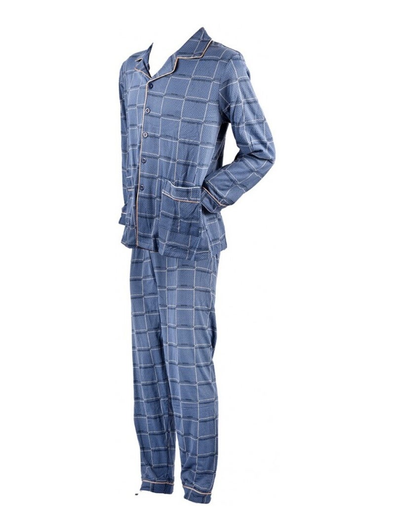 Pyjama OUVERT BOUTONNE ECO Bleu marine - Kiabi