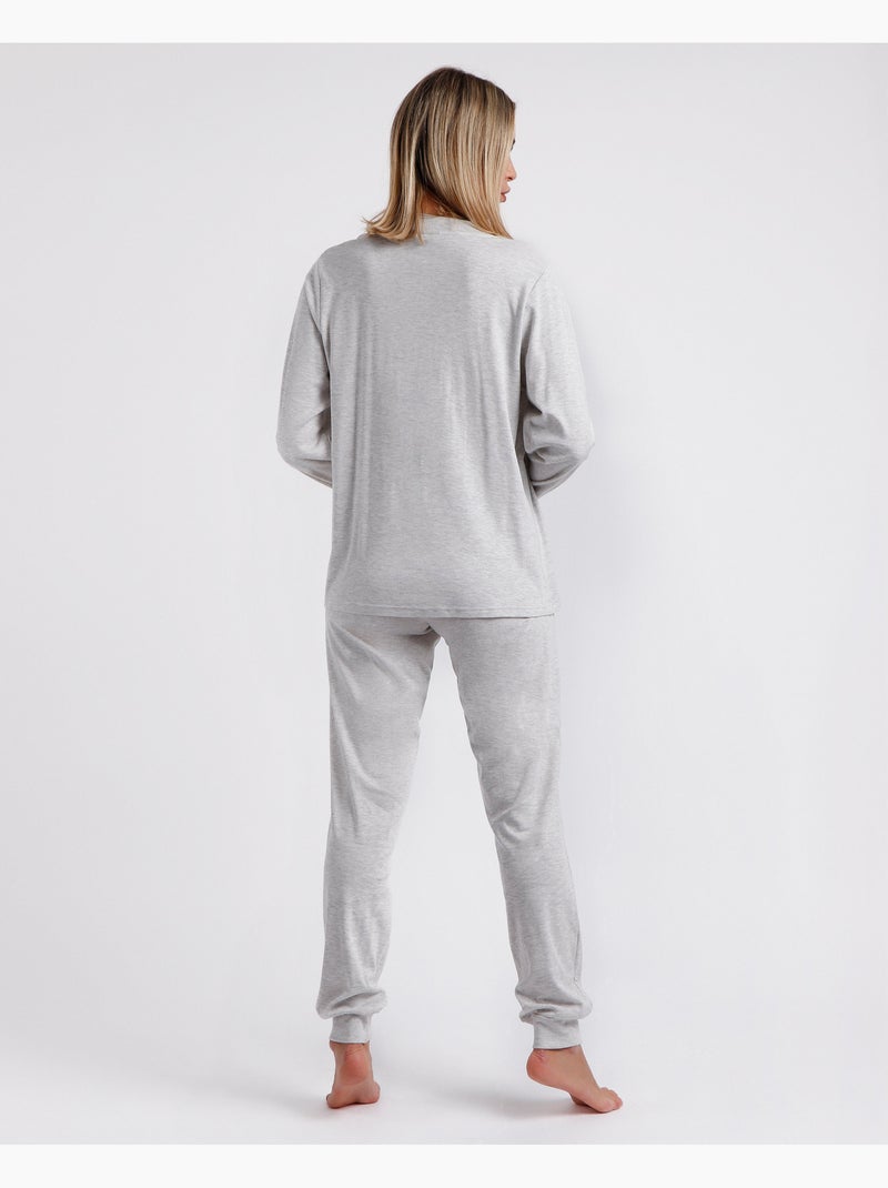 Pyjama ouvert classique d'hiver à manches longues pour femme ADMAS CLASSIC Gris perle - Kiabi