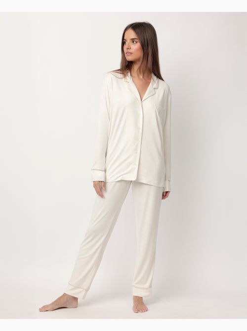 Pyjama ouvert doux à manches longues pour femme ADMAS CLASSIC - Kiabi Pyjama ouvert doux à manches longues pour femme ADMAS CLASSIC - Kiabi