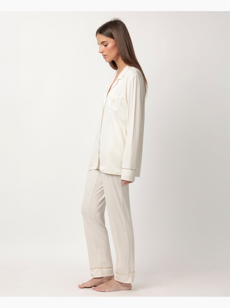 Pyjama ouvert doux à manches longues pour femme ADMAS CLASSIC Champagne - Kiabi