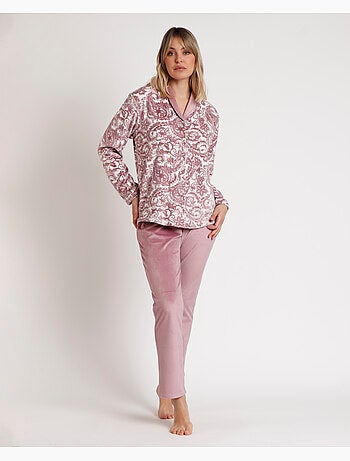 Pyjama ouvert en velours et cachemire à manches longues pour femme ADMAS CLASSIC