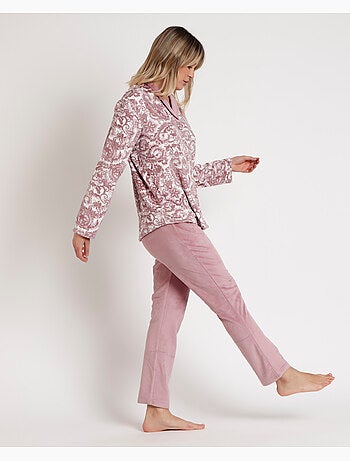 Pyjama ouvert en velours et cachemire à manches longues pour femme ADMAS CLASSIC
