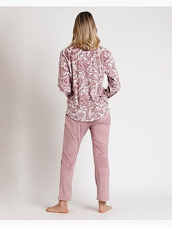 Pyjama ouvert en velours et cachemire à manches longues pour femme ADMAS CLASSIC