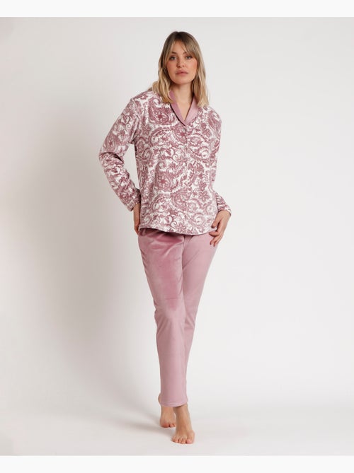 Pyjama ouvert en velours et cachemire à manches longues pour femme ADMAS CLASSIC - Kiabi Pyjama ouvert en velours et cachemire à manches longues pour femme ADMAS CLASSIC - Kiabi