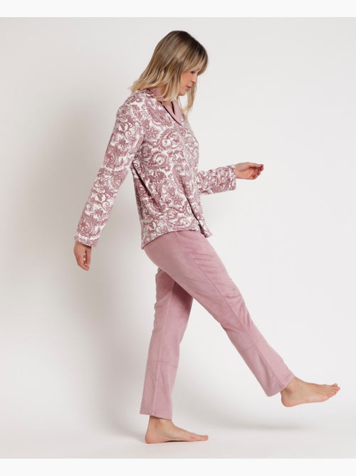 Pyjama ouvert en velours et cachemire à manches longues pour femme ADMAS CLASSIC - Kiabi Pyjama ouvert en velours et cachemire à manches longues pour femme ADMAS CLASSIC - Kiabi