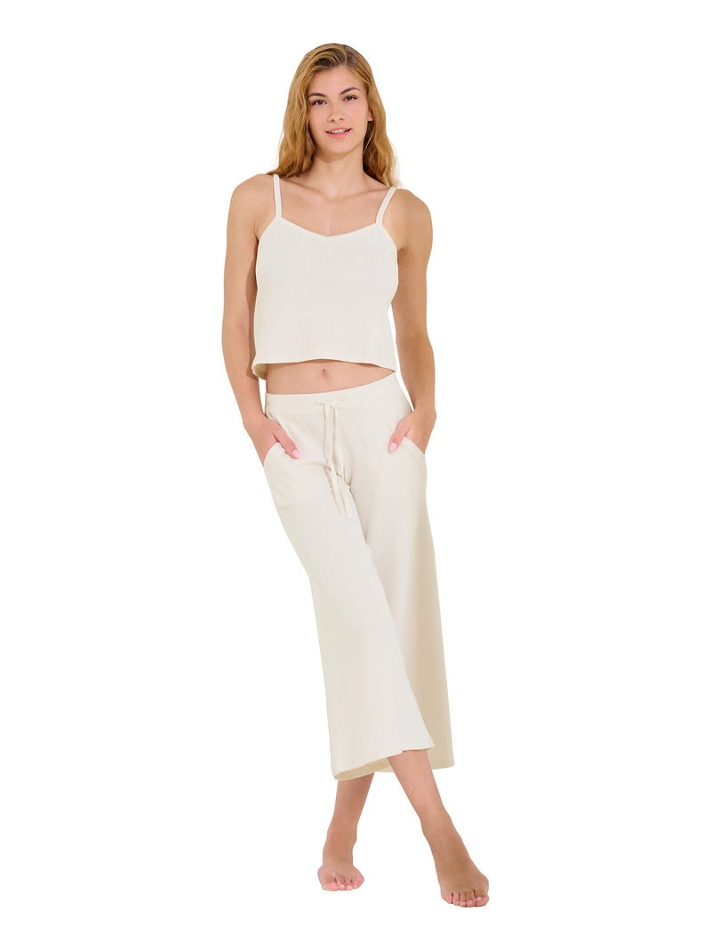Pyjama pantacourt caraco FREELY Blanc - Kiabi