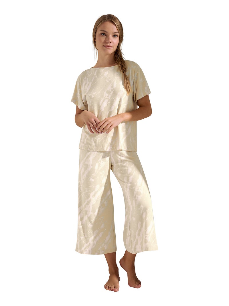 Pyjama pantacourt t-shirt manches courtes Naomi Jaune - Kiabi
