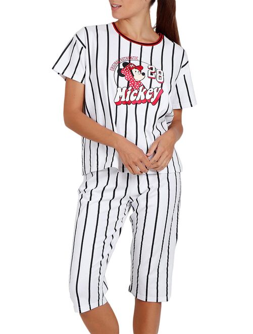 Pyjama pantacourt t-shirt Mickey Beisbol Disney blanc - Kiabi