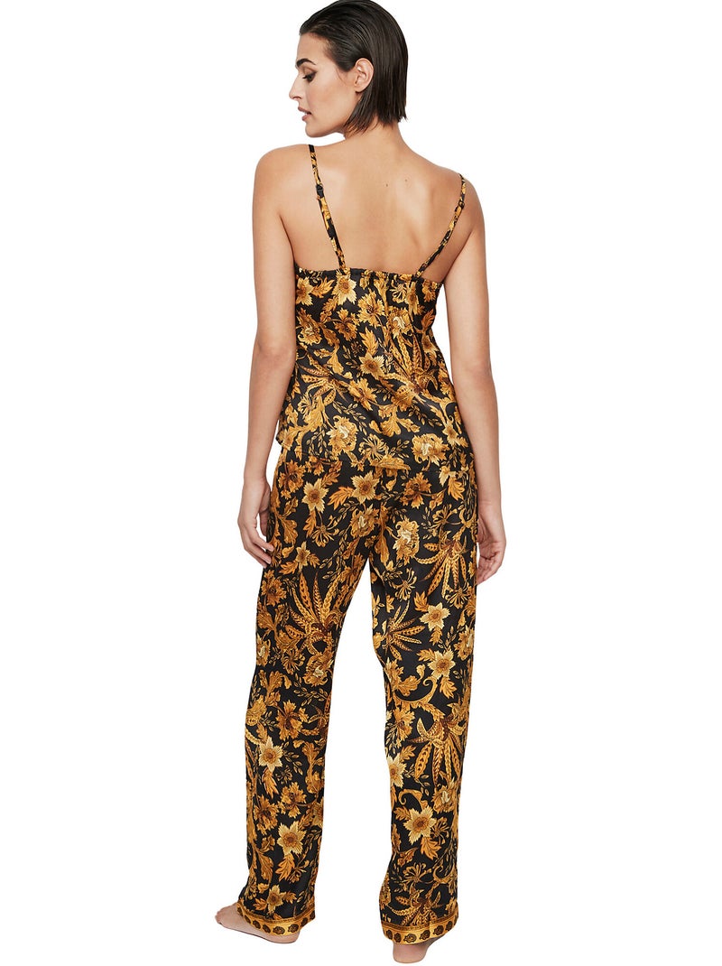 Pyjama pantalon caraco débardeur P117 ACANTHUS Noir - Kiabi