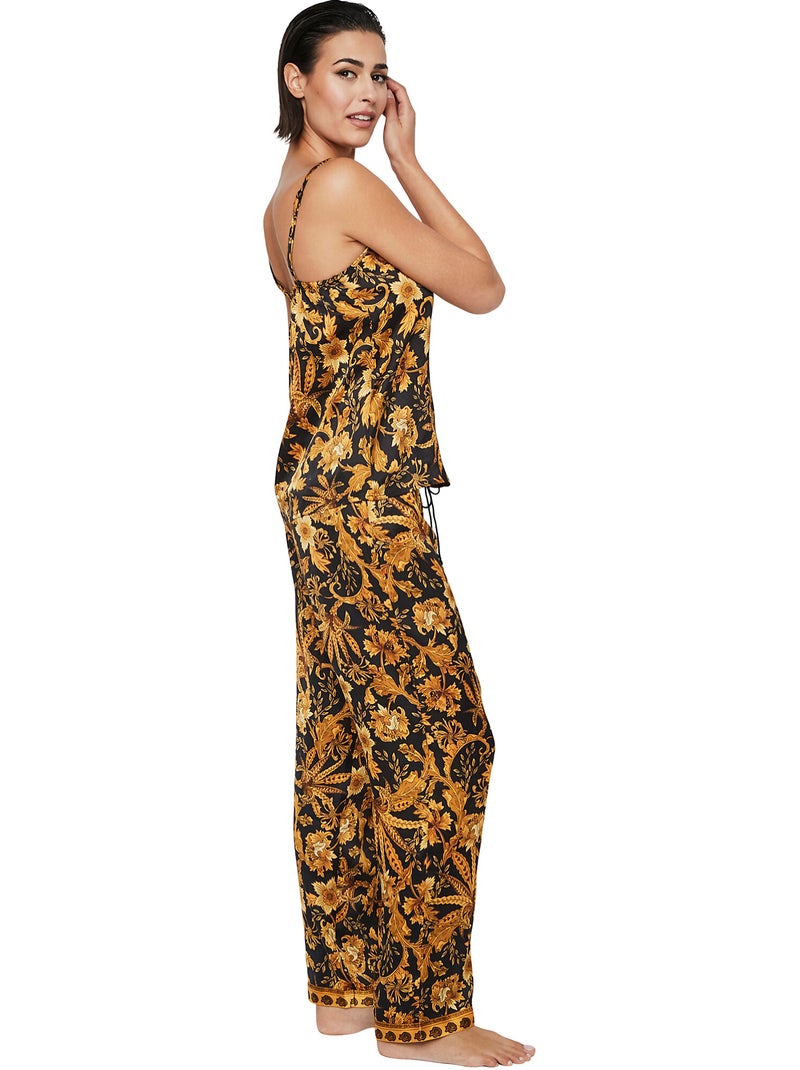 Pyjama pantalon caraco débardeur P117 ACANTHUS Noir - Kiabi