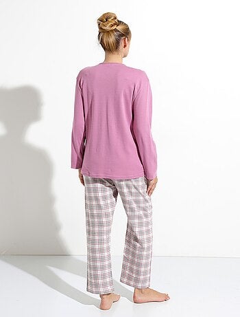 Pyjama pantalon chaud coton flanelle carreaux - Afibel
