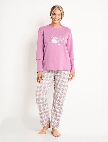 Pyjama pantalon chaud coton flanelle carreaux