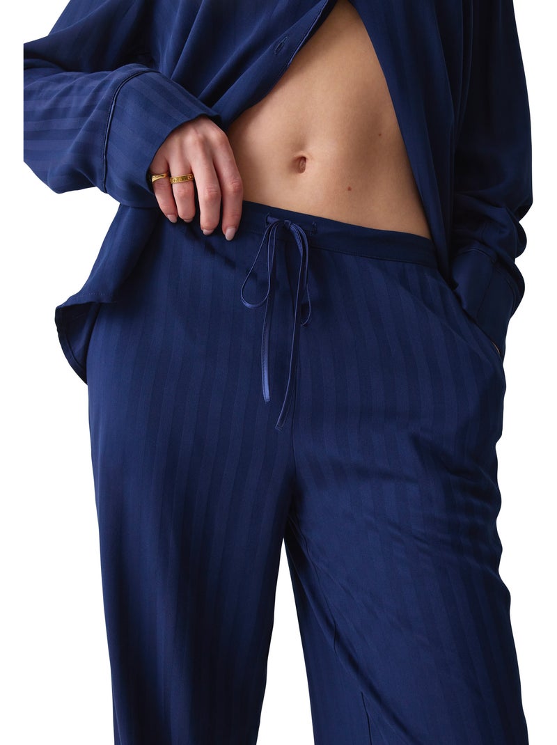 Pyjama pantalon chemise amourette jacquard Bleu - Kiabi