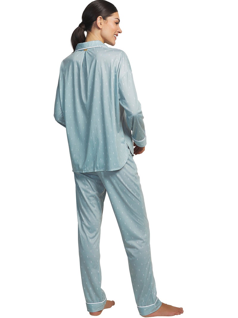 Pyjama pantalon chemise manches longues Algodon Vert - Kiabi