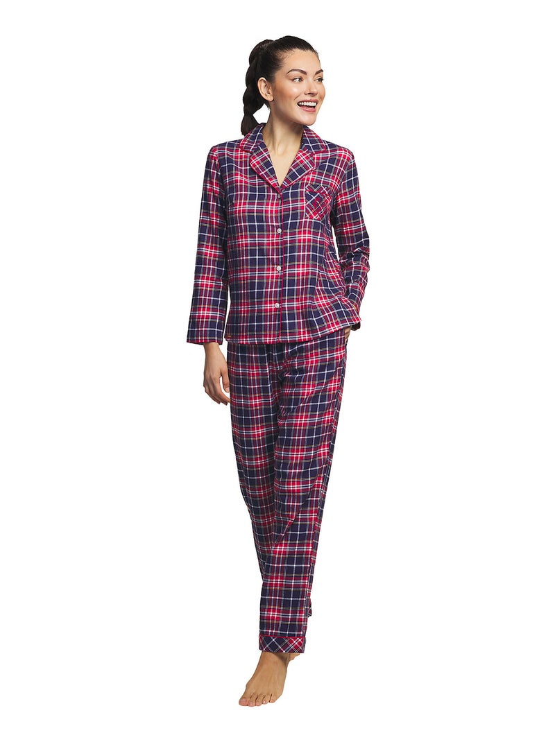Pyjama pantalon chemise manches longues Big Family Bleu marine - Kiabi