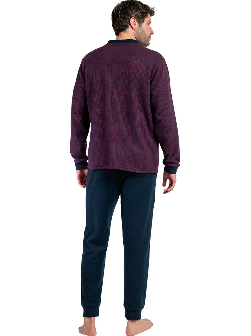 Pyjama pantalon chemise manches longues Claret Bordeaux - Kiabi