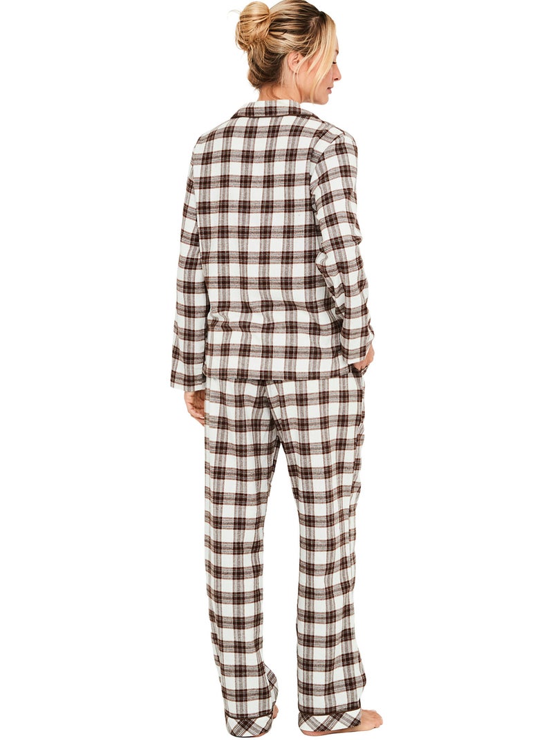 Pyjama pantalon chemise manches longues classic cocoa Marron - Kiabi