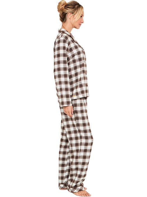 Pyjama pantalon chemise manches longues classic cocoa - Kiabi Pyjama pantalon chemise manches longues classic cocoa - Kiabi