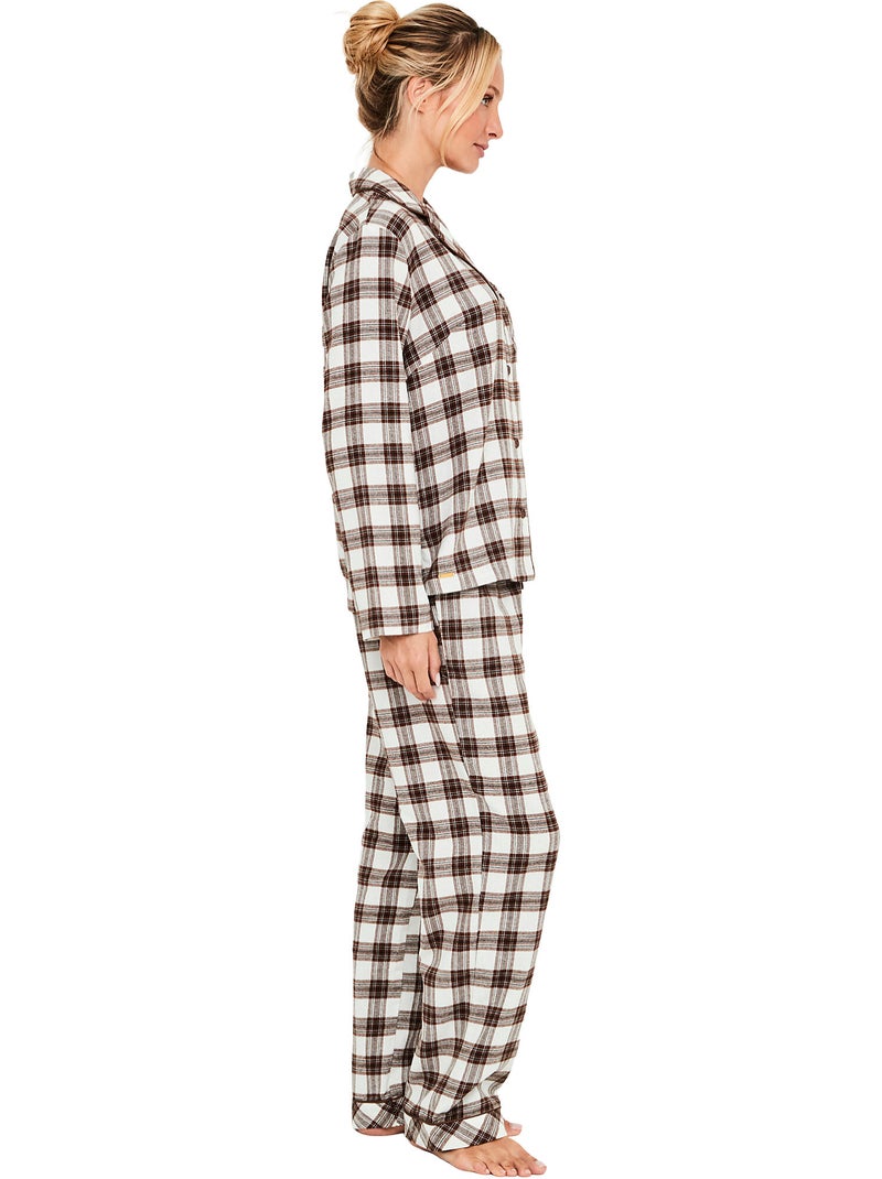 Pyjama pantalon chemise manches longues classic cocoa Marron - Kiabi