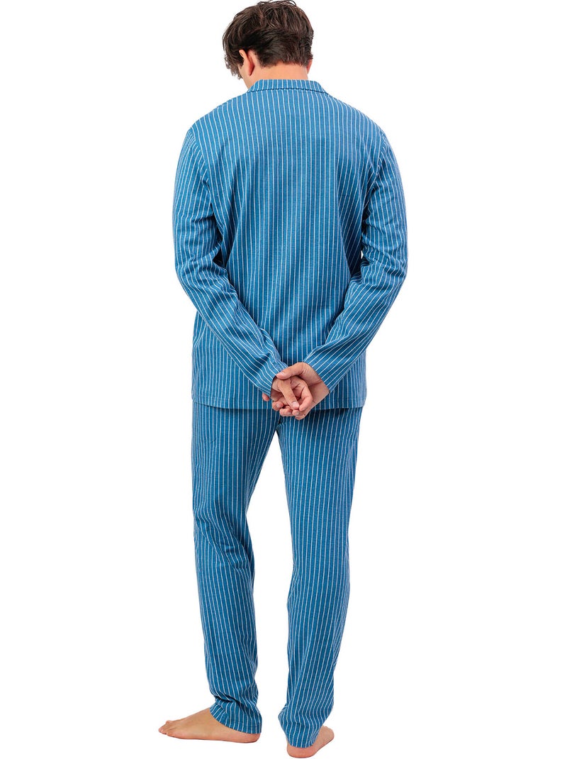 Pyjama pantalon chemise manches longues Classic Stripes Bleu - Kiabi