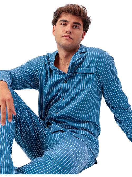 Pyjama pantalon chemise manches longues Classic Stripes - Kiabi