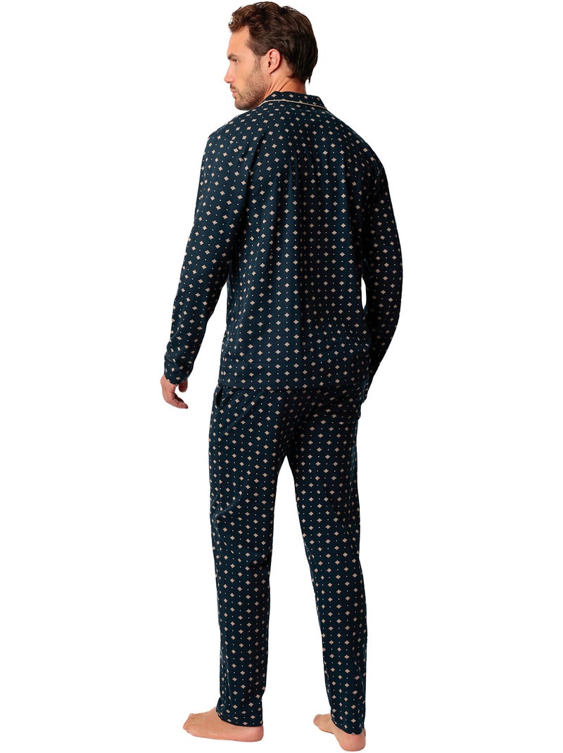 Pyjama pantalon chemise manches longues Classic Tie Bleu marine - Kiabi