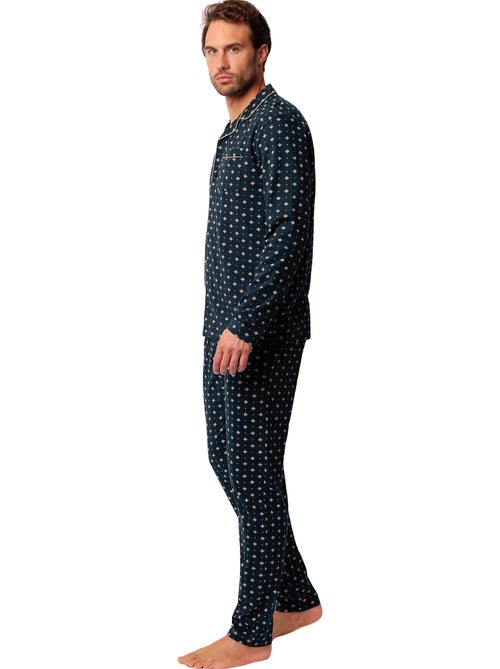 Pyjama pantalon chemise manches longues Classic Tie - Kiabi Pyjama pantalon chemise manches longues Classic Tie - Kiabi