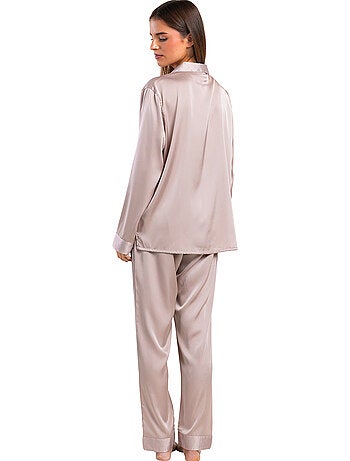 Pyjama pantalon chemise manches longues crystal satin