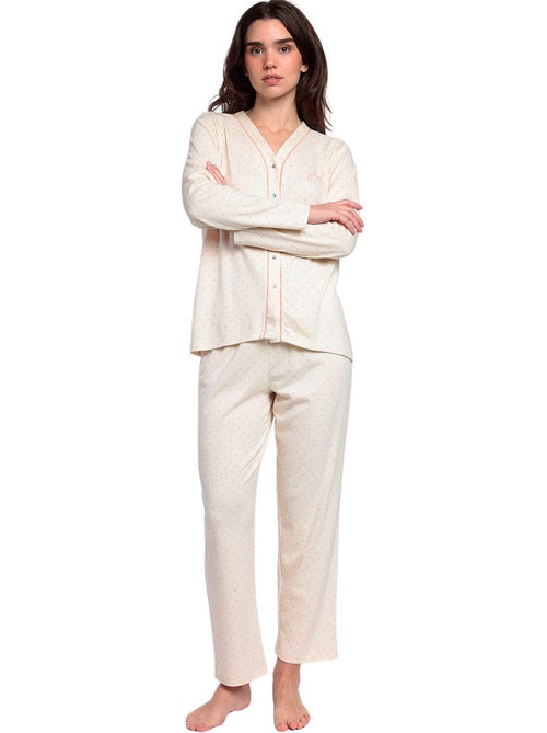 Pyjama pantalon chemise manches longues Dots And Flowers - Kiabi Pyjama pantalon chemise manches longues Dots And Flowers - Kiabi