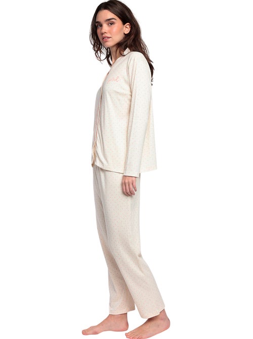 Pyjama pantalon chemise manches longues Dots And Flowers - Kiabi Pyjama pantalon chemise manches longues Dots And Flowers - Kiabi