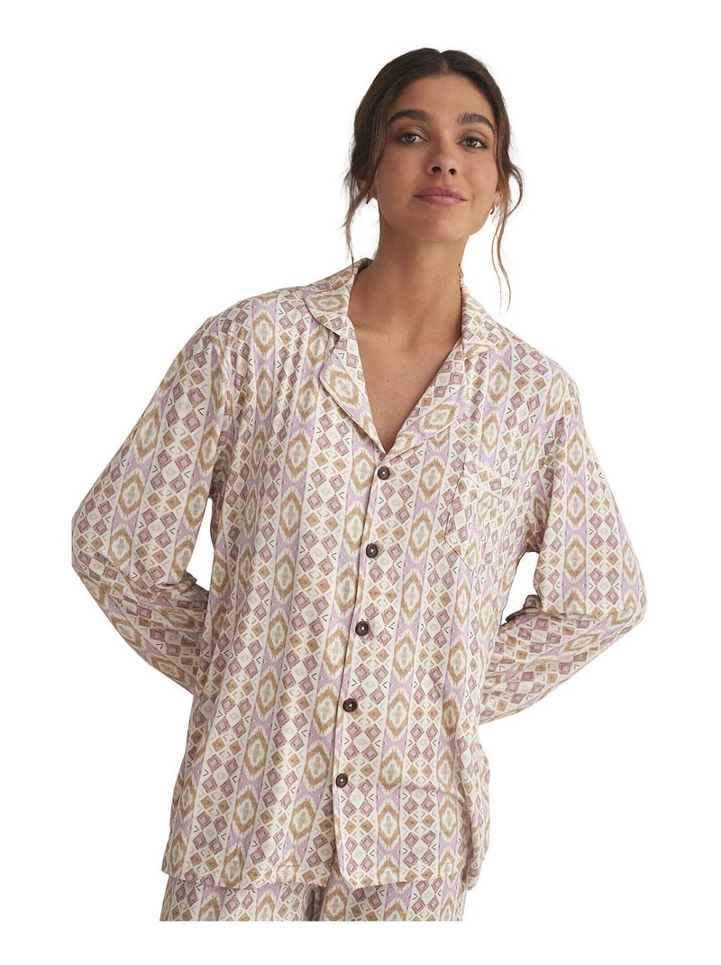 Pyjama pantalon chemise manches longues ETNICA Rose - Kiabi