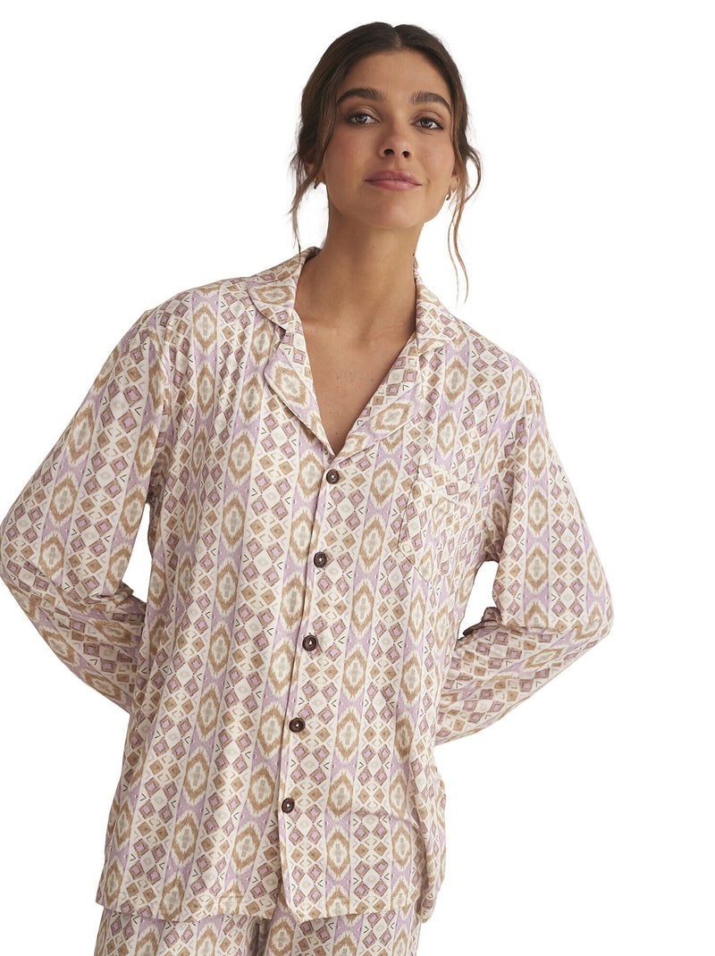 Pyjama pantalon chemise manches longues ETNICA Rose - Kiabi