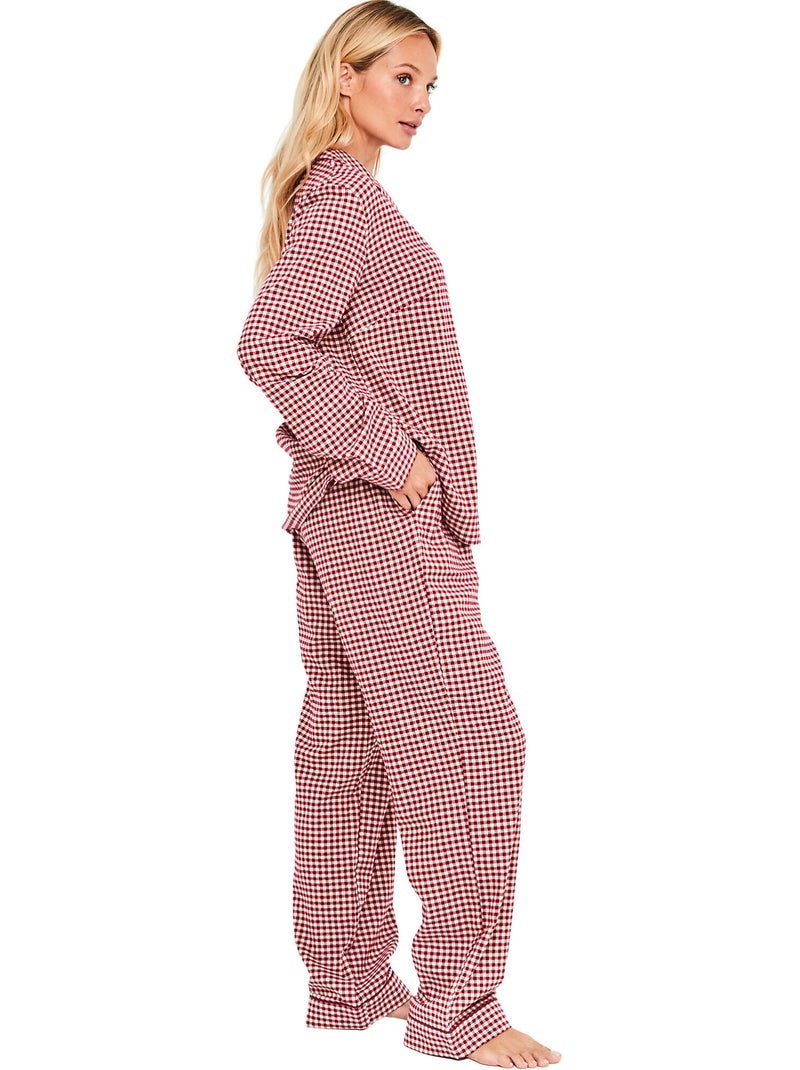 Pyjama pantalon chemise manches longues french twin Bordeaux - Kiabi