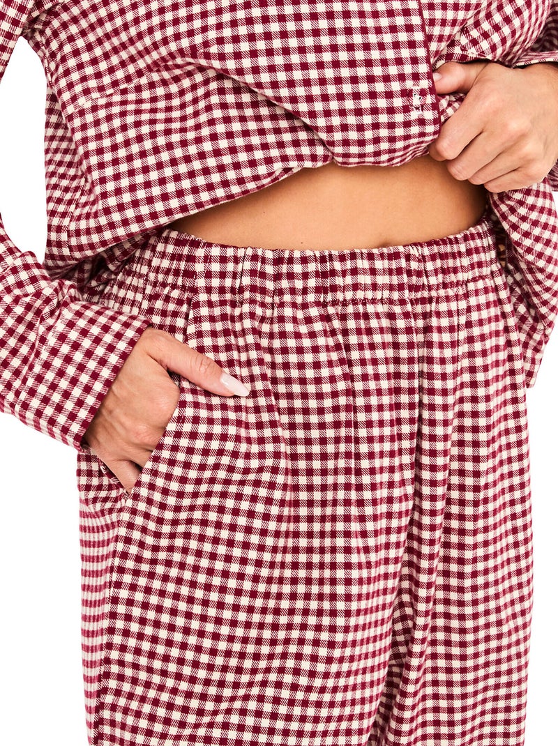 Pyjama pantalon chemise manches longues french twin Bordeaux - Kiabi
