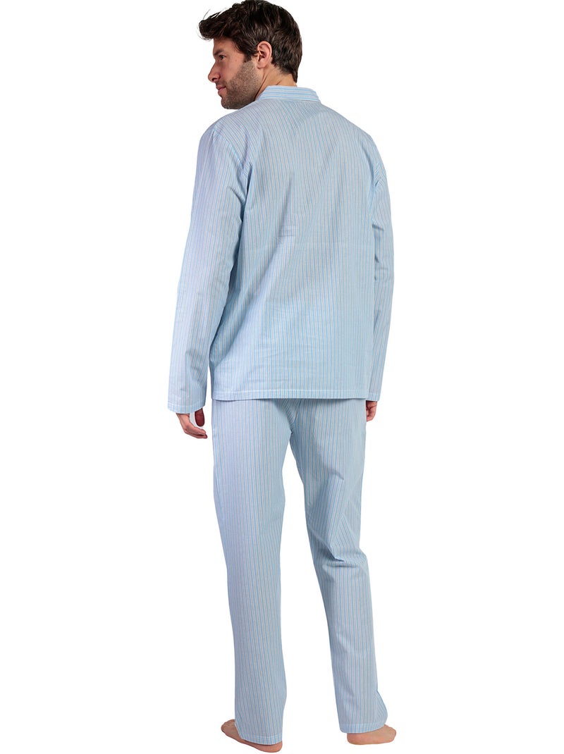 Pyjama pantalon chemise manches longues Home Compact Bleu - Kiabi