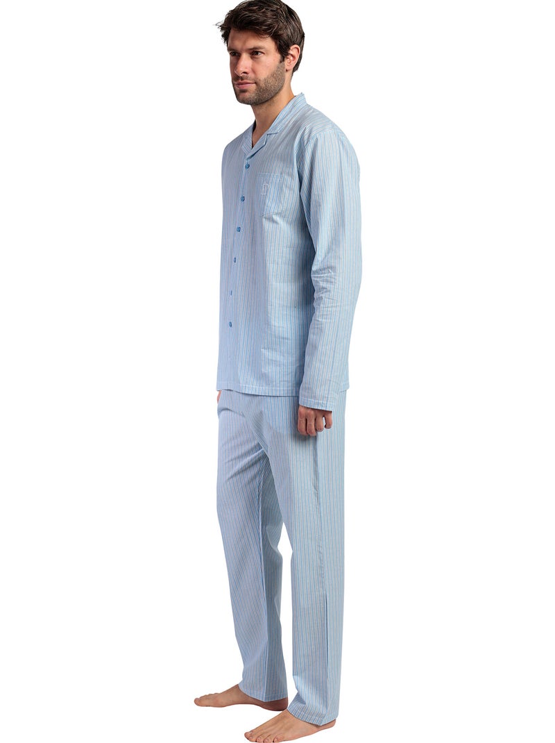 Pyjama pantalon chemise manches longues Home Compact Bleu - Kiabi
