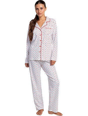 Pyjama pantalon chemise manches longues love hearts
