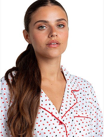 Pyjama pantalon chemise manches longues love hearts