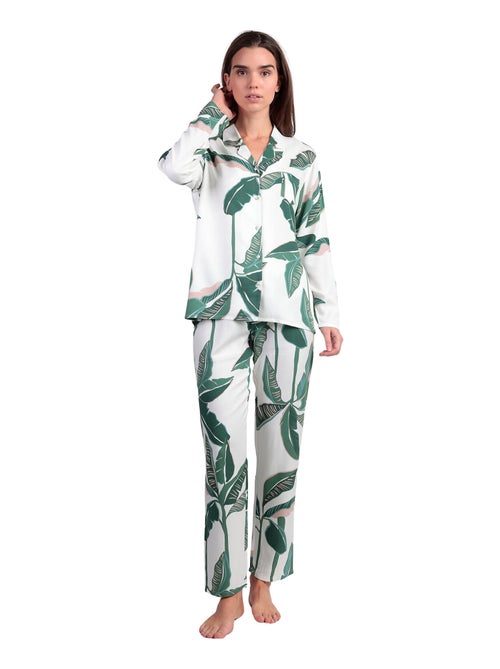 Pyjama pantalon chemise manches longues Luxury Leaves - Kiabi