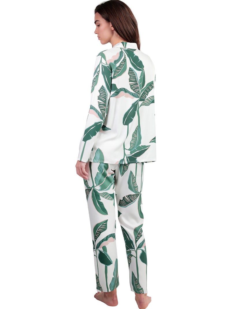 Pyjama pantalon chemise manches longues Luxury Leaves Vert - Kiabi