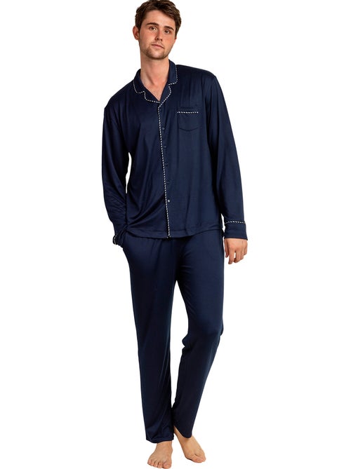 Pyjama pantalon chemise manches longues luxury pearl - Kiabi Pyjama pantalon chemise manches longues luxury pearl - Kiabi