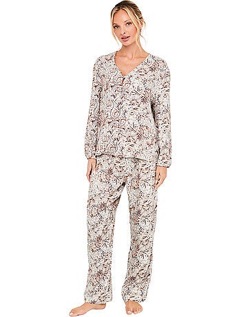 Pyjama pantalon chemise manches longues natural paisley