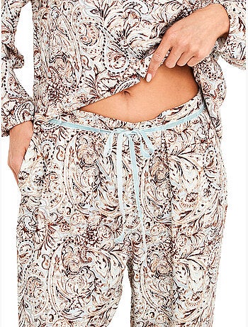 Pyjama pantalon chemise manches longues natural paisley